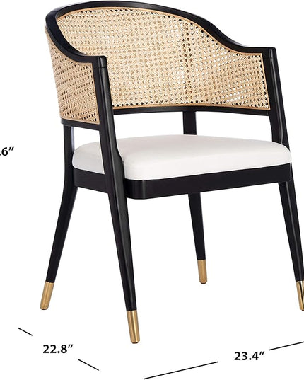 Safavieh Couture Home Collection Rogue Black/Natural Rattan Living Room Dining Accent Chair (Fully Assembled) SFV4106A - LeafyLoom
