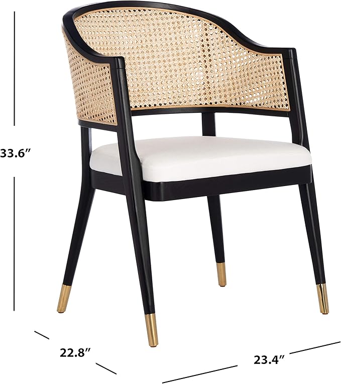 Safavieh Couture Home Collection Rogue Black/Natural Rattan Living Room Dining Accent Chair (Fully Assembled) SFV4106A - LeafyLoom