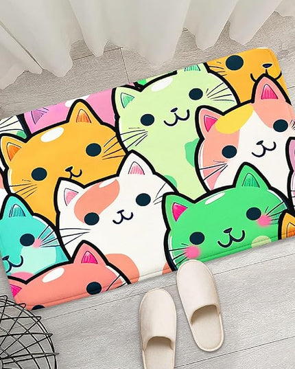 Cat Rug for Girls Room - Cat Pattern Rug Decor for Bedroom Cute Cat Area Rug Carpet Cartoon Cat Rug Kids Room, 2x3 Feet - LeafyLoom