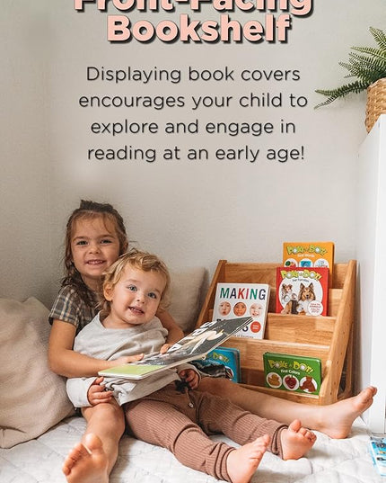 Montessori Bookshelf - Book Display Shelf for Toddler - Forward/Front Facing Bookcase Rack Display - LeafyLoom