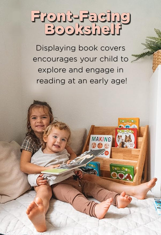 Montessori Bookshelf - Book Display Shelf for Toddler - Forward/Front Facing Bookcase Rack Display - LeafyLoom
