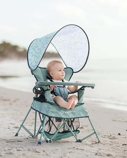 Baby Delight Go with Me Venture Portable Chair | Indoor and Outdoor | Sun Canopy | 3 Child Growth Stages | Sandstone - LeafyLoom