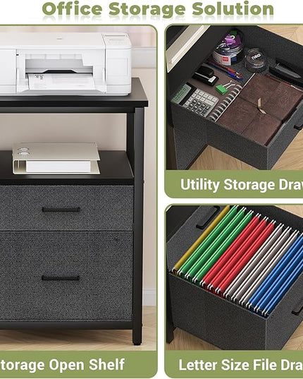 Homieasy L Shaped Computer Desk with Storage File Drawer, Reversible Home Office Desk with Recessed Power Strip and Led Strip, Corner Gaming Desk Work Study Table with Monitor Stand, Black - LeafyLoom