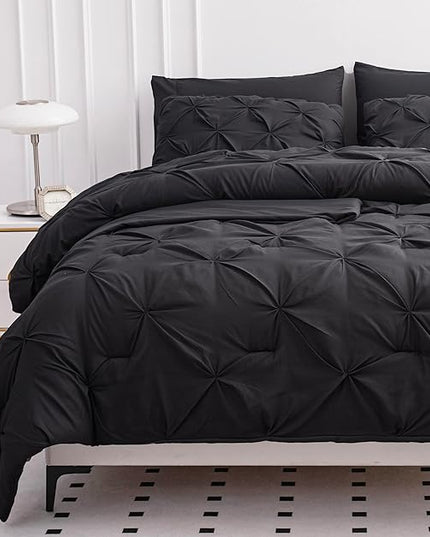 LANE LINEN Comforter Bed Set for Split King Mattress, Soft 8 Piece Split King Bed in a Bag with 1 King Comforter, 1 King Size Flat Sheet, 2 Twin XL Fitted Sheets, 2 Pillowcases & 2 Shams - Grey - LeafyLoom