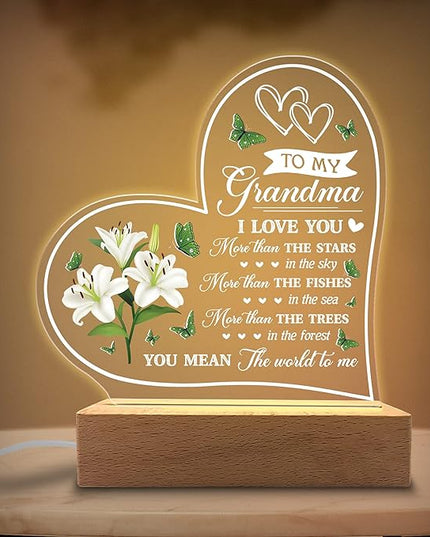 Acrylic Night Light - I Have Loved You My Whole Entire Life - Grandma Gifts from Grandkids - Rechargeable Lamp - LeafyLoom