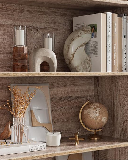 FOTOSOK 6-Tier Open Bookcase and Bookshelf, Freestanding Display Storage Shelves Tall Bookshelf Bookcase for Bedroom, Living Room and Office, Light Oak - LeafyLoom