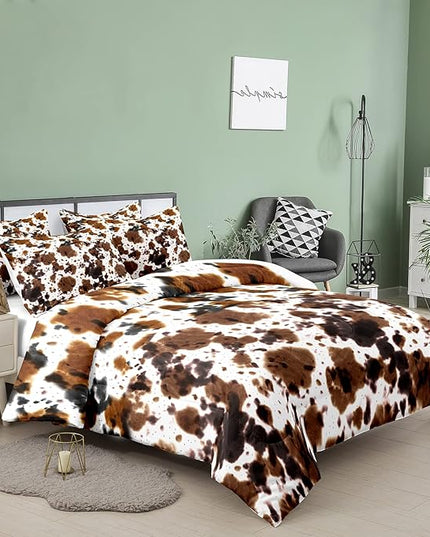 Tailor Shop Cow Print Comforter Sets Queen Size,Cow Print Bedding Set for Boys Teens Girls,Black White Queen Soft Microfiber Cowhide Bedding Set with 1 Comforter and 2 Pillowcases - LeafyLoom