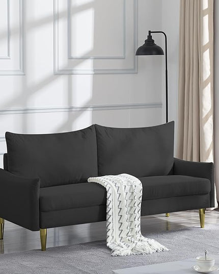 Modern Polyester Upholstered Sofa Loveseat Couch for Home Apartment Office Small Space Living Room, 66.9", Dark Gray-605 - LeafyLoom