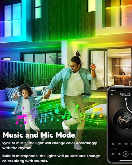 150ft Outdoor LED Strip Lights Waterproof,IP68 Outside Led Light Strips Waterproof with App and Remote,Music Sync RGB Exterior Led Rope Lights with Self Adhesive Back for Deck,Balcony,Pool LETIANPAI