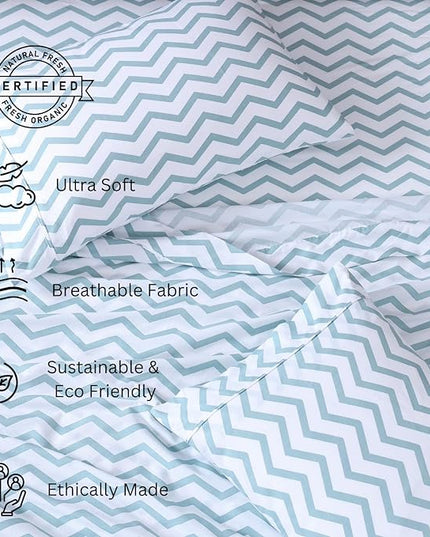 LANE LINEN Twin Size Bed Sheets, 100% Organic Cotton Twin Sheet Set, 3Pc Sheets for Twin Bed, Cooling Twin Bed Sheets Boys, Hotel Style Sheets & Pillowcases Set, Deep Pocket Sheets - Chevron - LeafyLoom