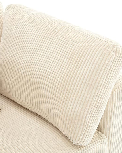 Morden Soft Corduroy Upholstered 3 Seater Sofa Couch with Removable Back Cushions and 5 Pillows for Living Room, Apartment, Office, 105", Beige-403 - LeafyLoom
