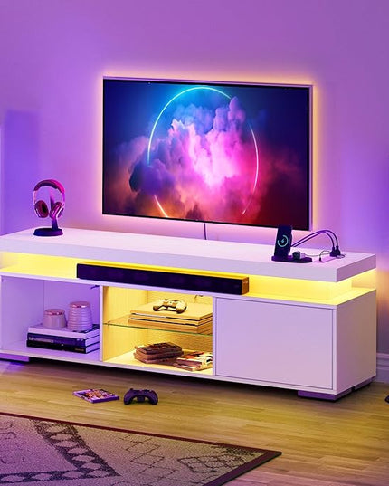 YITAHOME Morden TV Stand for 65 Inch TV, Mid Century Modern Entertainment Center for 300lbs with Double Barn Doors, Rustic TV Media Console TV Cabinet for Living Room, Grey - LeafyLoom