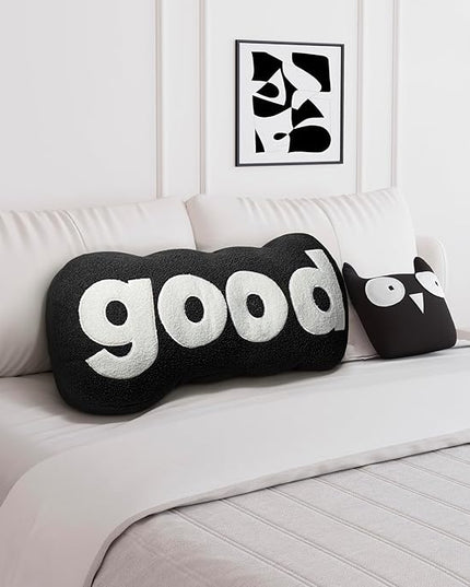 Johnear Headboard Pillow Black Plush Reading Pillow Back Support Pillow for Bed Sitting Up Adult Daybed Sofa College Dorm Bed Headboard Backrest Cushion Bolster Throw Pillow Body Pillow Twin - LeafyLoom