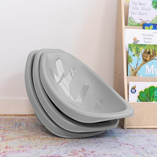 ECR4Kids Leaf Floor Seat, Rocker Chair, Light Grey, 6-Piece - LeafyLoom