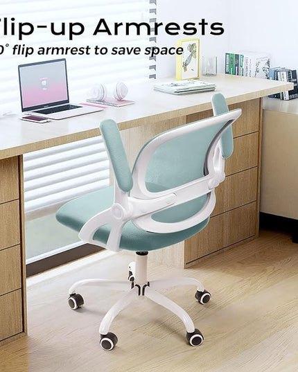 KERDOM Office Chair, Ergonomic Desk Chair, Mesh Computer Chair Height Adjustable, Comfy Swivel Task Chair with Wheels and Flip-up Arms - LeafyLoom