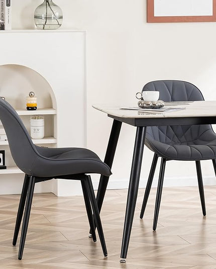 YOUNIKE Dining Chairs Set of 2, GrayishPurple Elegant Kitchen & Dining Room Chairs, Modern Faux Leather Padded Dining Chair, Armless Bedroom Side Chairs Dinner Chairs Dinning Chairs - LeafyLoom