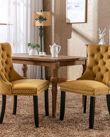 NicBex Haerin-SD-00095-LWJ Dining Chairs, 25.5"x19.7"x37.4", Gold - LeafyLoom