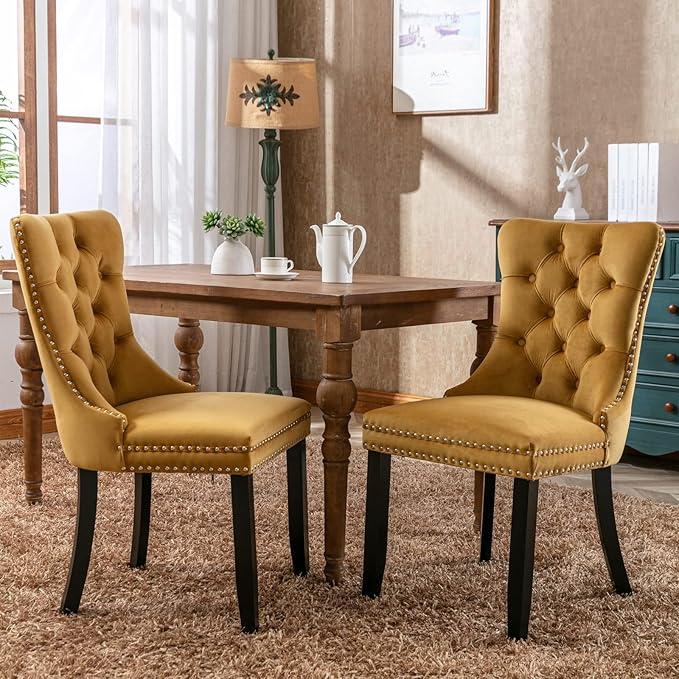 NicBex Haerin-SD-00095-LWJ Dining Chairs, 25.5"x19.7"x37.4", Gold - LeafyLoom