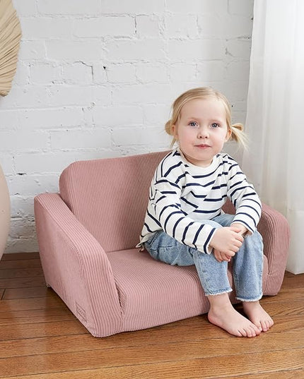 ZICOTO Comfy Kids Chair for Toddler - Stylish 2 in 1 Lounger Made of Memory Foam Easily Unfolds Into a Soft Baby Couch to Nap On - Modern Fold Out Sofa for The Little Ones - LeafyLoom