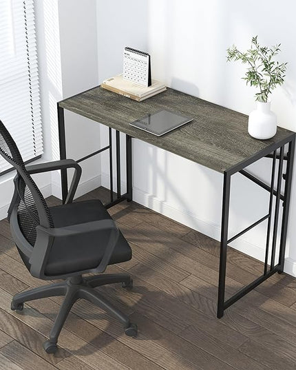 40 inch Folding Desk, Writing Gaming Computer Camping Desk, No Assembly Required Home Office Table, Black Oak - LeafyLoom