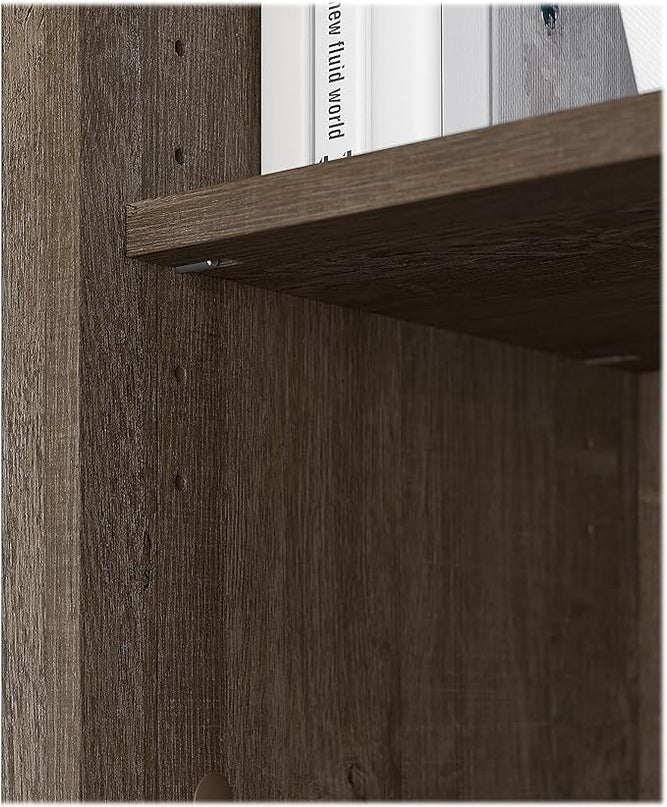 Bush Furniture Salinas Tall 5 Shelf Bookcase in Ash Brown - LeafyLoom