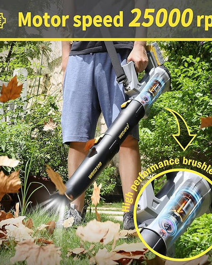500 CFM Cordless Leaf Blower, 2 x 21V 6.0Ah Battery and Charger, Electric Leaf Blowers for Patio Cleaning, Lawn Care, Blowing Leaves and Snow - LeafyLoom