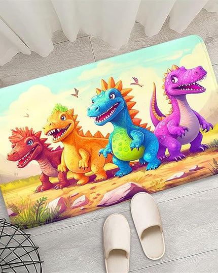 Dinosaur Rugs for Boys Bedroom - Cartoon Dinosaur Rug Dinosaur Carpet Playroom Mat for Kids Room Colorful Cute Dino Rug for Room Kids Carpet for Bedroom,2'×3' - LeafyLoom