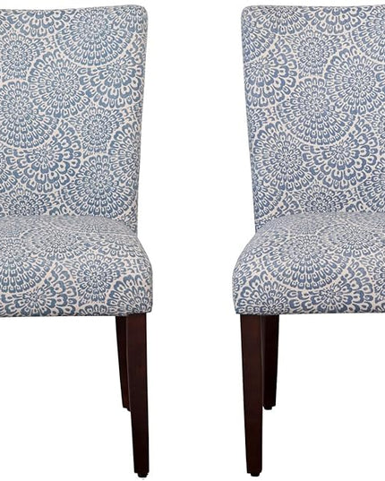 HomePop Parsons Classic Upholstered Accent Dining Chair, Set of 2, Navy and Floral - LeafyLoom