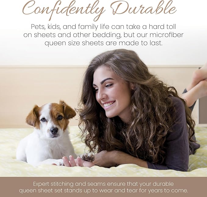 Linen Market 4 Piece Sheet Set Patterned, King, Wheatfield Ivory - LeafyLoom