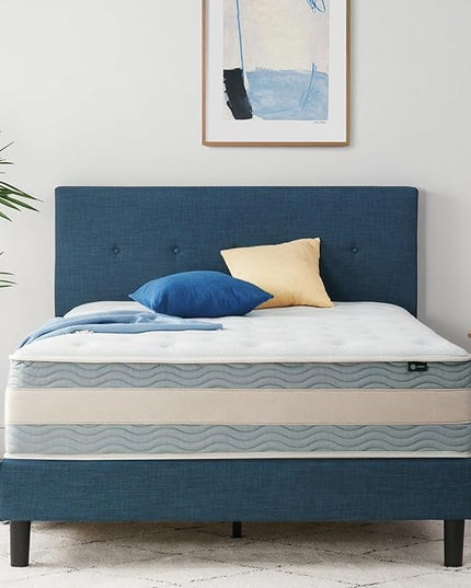 ZINUS 12 Inch Cooling Comfort Support Hybrid Mattress [New Version], Full, Fiberglass free, Medium Plush, Cooling Motion Isolation, Certified Safe Foams & Fabric, Mattress in A Box - LeafyLoom