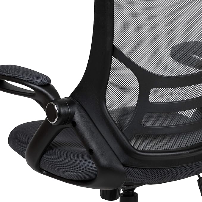 Flash Furniture Porter High-Back Swivel Office Chair with Adjustable Lumbar Support and Seat Height, Ergonomic Mesh Desk Chair with Flip-Up Armrests, Black - LeafyLoom