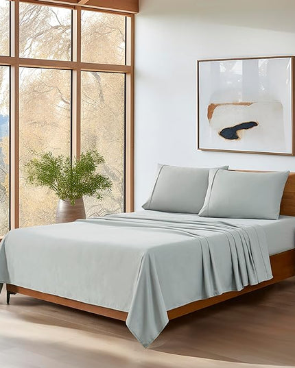 UGG 11824 Alahna Twin Bed Sheets and Pillowcases 3-Piece Set Sleep in Luxury Machine Washable Deep Pockets Wrinkle-Resistant Breathable Cozy Comfort Silky Cooling Sheets, Twin, Mineral - LeafyLoom