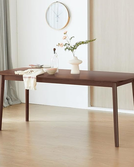 Livinia Aslan 70.9" Malaysian Oak Rectangular Wooden Dining Table/Large Solid Wood Kitchen Desk (Walnut) - LeafyLoom