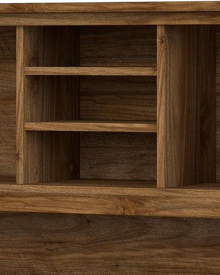 Bush Furniture Somerset Desk Hutch, Attachment with Shelves and Cabinets for Home Office, 72W, Fresh Walnut - LeafyLoom