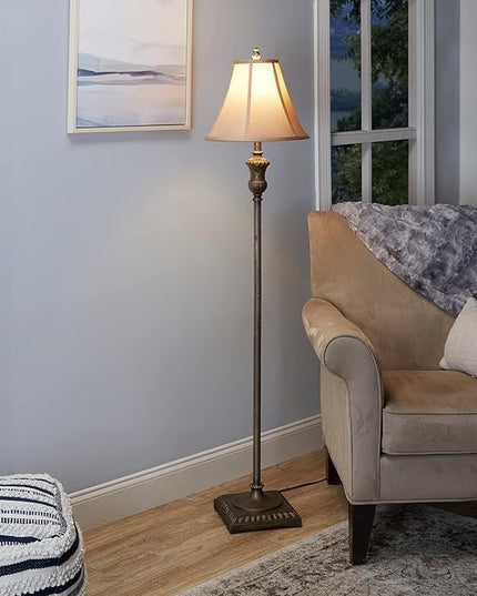 Decor Therapy Alice Traditional Floor Lamp, Antique Gesso 60" x 14" - LeafyLoom