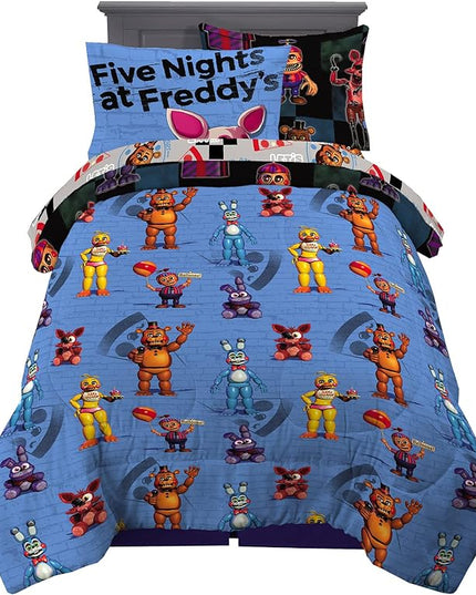 Franco Kids Bedding Super Soft Comforter and Sheet Set with Sham, 5 Piece Twin Size, Five Nights At Freddy's - LeafyLoom