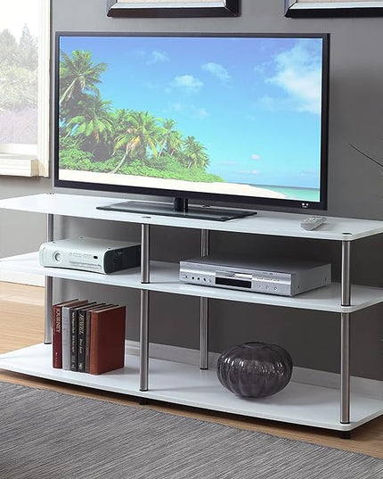 Convenience Concepts Designs2Go 3 Tier 60" TV Stand, White - LeafyLoom