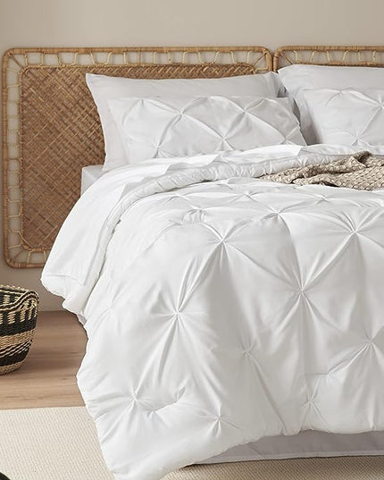 Bedsure Full Size Comforter Sets - Bedding Sets Full 7 Pieces, Bed in a Bag White Bed Sets with Comforter, Sheets, Pillowcases & Shams, Adult & Kids Bedding - LeafyLoom