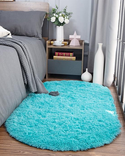 Noahas Ultra Soft Fluffy Bedroom Rugs Kids Room Carpet Modern Shaggy Area Rugs Home Decor 2.6' X 5.3', Teal Blue - LeafyLoom