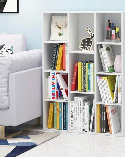 Furinno Luder Bookcase / Book / Storage , 11-Cube, White - LeafyLoom