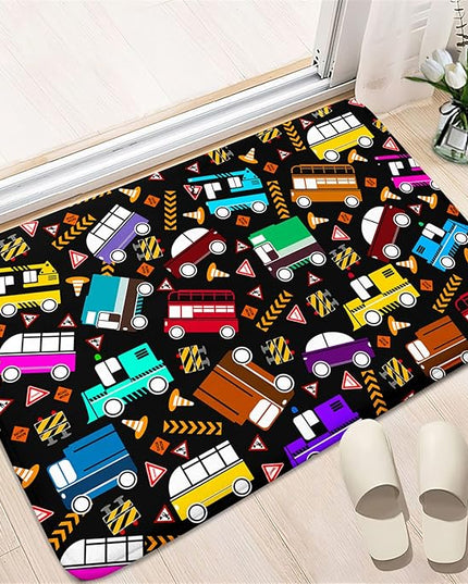 Car Rug Play Mat Kids Rugs for Playroom Car Rug for Boys Room Kids Mat Construction Play Mat Car Play Rug Car Carpet for Kids Carpet for Bedroom Truck Rugs for Boys Room,Black 2'×3' - LeafyLoom