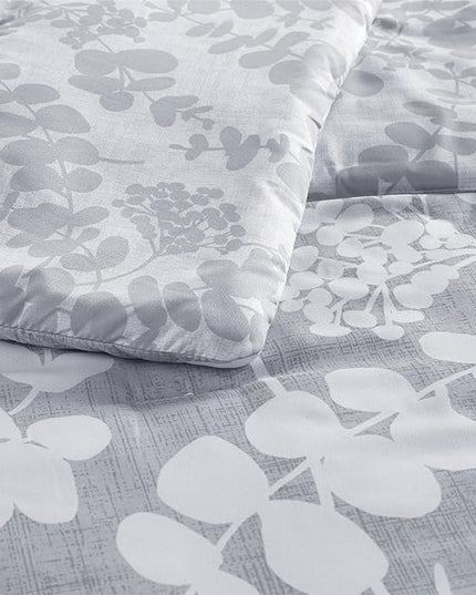 Codi Gray Floral Comforter Set King Size, Botanical Bedding Sets | Nature Style, Unique Reversible Design, Better for Spring and Summer | Leaf Print 3 Pieces - LeafyLoom