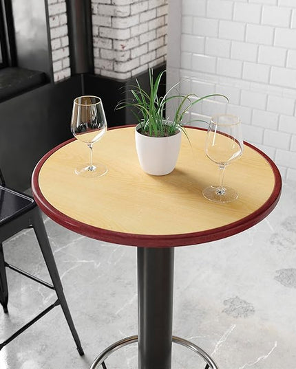 Flash Furniture Glenbrook 24'' Round 2-Tone High-Gloss Cherry / Mahogany Resin Table Top with 2'' Thick Drop-Lip - LeafyLoom