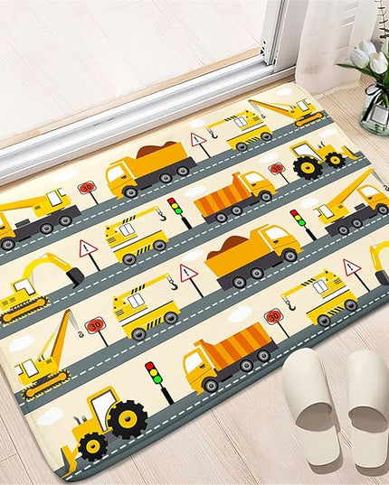 Construction Rug Car Rug Construction Rugs for Boys Room Cartoon Truck Area Rug Construction Play Mat Car Rug for Boys Room Construction Decor for Boys Room 2'×3' - LeafyLoom