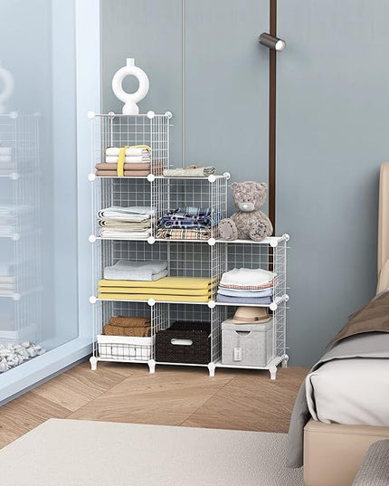 HOMIDEC Closet Organizers and Storage, 12 Storage Cubes, Wire Cube Storage DIY Room Storage Shelf for Garment Racks, Closet, Wardrobe - LeafyLoom