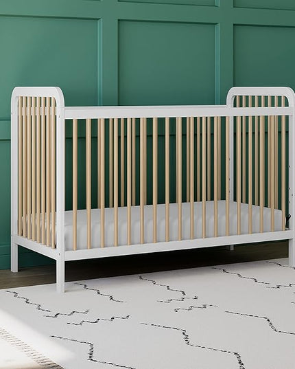 Storkcraft Pasadena 3-in-1 Convertible Crib (White with Driftwood) – GREENGUARD Gold Certified, Converts to Daybed and Toddler Bed, Fits Standard Full-Size Crib Mattress, Adjustable Mattress Height - LeafyLoom