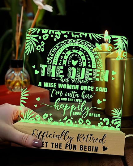 Retirement Gifts for Women 3D Illusion Lamp Acrylic Night Light, Happy Retirement Gifts for Boss Coworker Teacher Police Nurse Doctor, I'm Outta Here Goodbye Farewell Gift for Female Friends - LeafyLoom