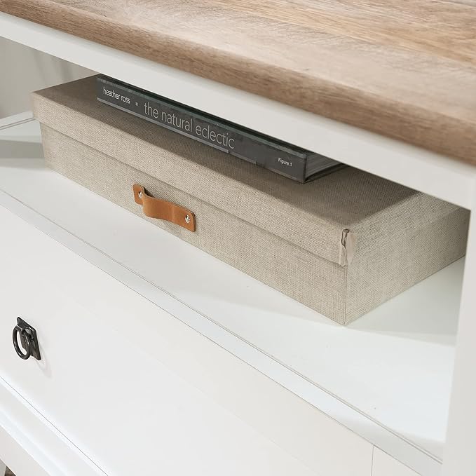 Sauder August Hill Lateral File, L: 19.53" x W: 32.28" x H: 29.25", Soft White Finish - LeafyLoom