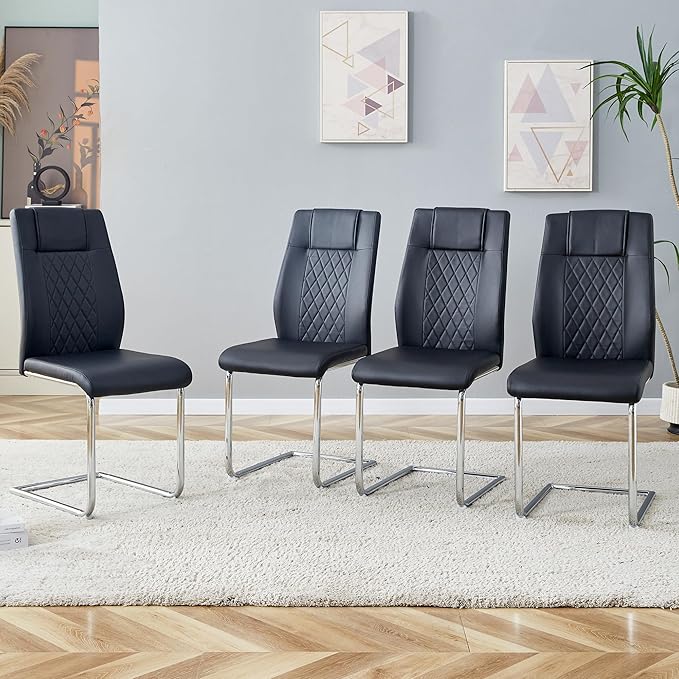 NicBex Haerin-SD-00312-LWJ Dining Chairs, 16"x19"x38", Black and Silver - LeafyLoom
