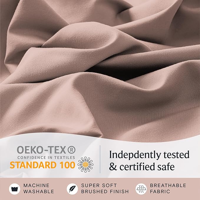 LuxClub Twin Sheets - Soft Twin Bed Sheets for Boys and Girls, 4 PC Deep Pockets 18" Eco Friendly Wrinkle Free Kids Fitted Sheets Machine Washable Hotel Bedding Silky Soft- Pearl Pink Twin - LeafyLoom